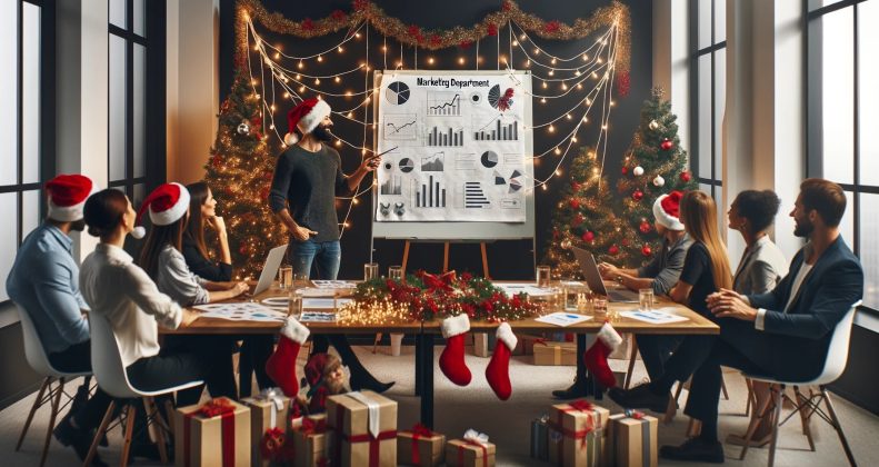 Новогоднее совещание людей в офисе